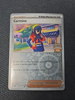 Pokemon TCG Regional Promo Carmine Staff Stamped 145/167 Portugese - Image 1