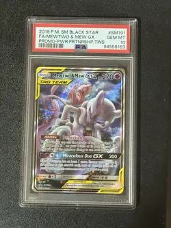 PSA 10 GEM POKEMON MEWTWO & MEW GX BLACK STAR PROMO SM191 FULL ALT ART 2019 ?? - Image 2