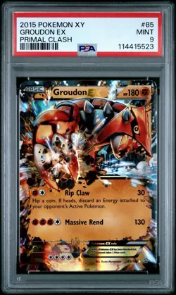 2015 POKEMON XY GROUDON EX PRIMAL CLASH #85 PSA MINT 9 - Image 1