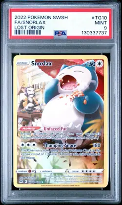 2022 POKEMON SWORD & SHIELD LOST ORIGIN #TG10 FULL ART/SNORLAX PSA 9 - Image 1