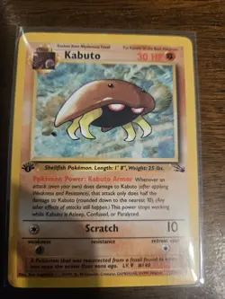 Pokemon TCG Kabuto Fossil First Edition 50/62 Near Mint Non Holo - Image 1