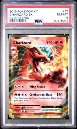 2016 POKEMON XY EVOLUTIONS #12 CHARIZARD EX PSA 8 - Image 1