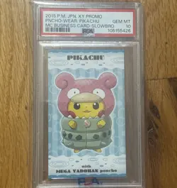 2015 Pokemon X Y PromoJapanese Mega Slowbro Poncho Pikachu Card PSA 10 GEM MINT - Image 1