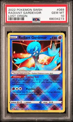 Pokemon TCG 2022 Swsh11: Lost Origin Radiant Gardevoir Card #069/196 PSA 10 - Image 1