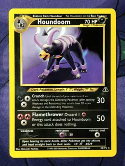Houndoom 23/75 - Neo Discovery - Rare - Vintage 2001 Pokemon Card - NM NEAR MINT - Image 1