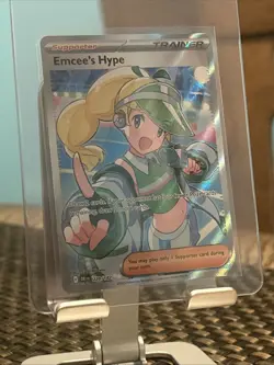 Pokemon TCG: Destined Rivals Emcee's Hype 220/182- SV10 Ultra Rare Holo Card NM - Image 1