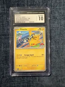 CGC 10 GEM MINT Pikachu #190 Black Star Promo 2024 Pokemon World Championships - Image 1