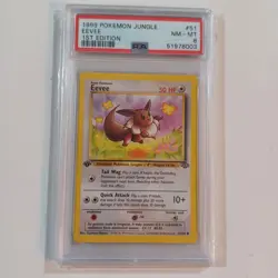 PSA 8 NM/MT 1999 Pokemon Jugle 51 Eevee 1st Edition - Image 1