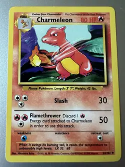 Charmeleon 24/102 Pokemon TCG Base Set Unlimited Regular Uncommon LP - Image 1