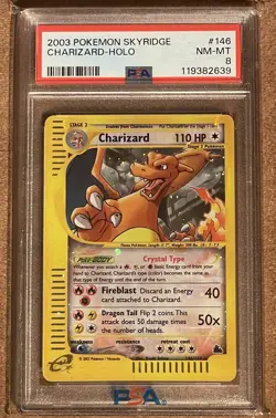 Pokemon Charizard Skyridge Crystal Holo Secret Rare #146 PSA 8 - Image 1