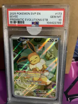 2025 Pokemon SVP En Eevee Prismatic Evolutions Etb #173 PSA 10 Gem MT - Image 1