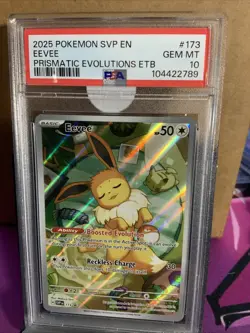 2025 Pokemon SVP En Eevee Prismatic Evolutions Etb #173 PSA 10 Gem MT - Image 2