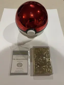 1999 Pokemon Burger King 23K Gold Plated Bar - Jigglypuff With COA & Ball - Image 1