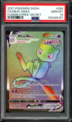 PSA 10 GEM MINT Mew VMAX Secret Rare Full Art 268/264 Fusion Strike 2021 Pokemon - Image 1