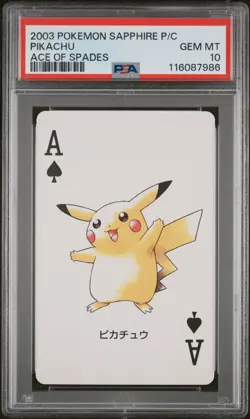 PSA 10 - Pikachu Ace of Spades Pokemon Sapphire Poker Playing Card 2003 LOW POP - Image 1