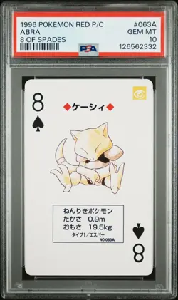PSA 10 - Abra 8 of Spades - Pokemon Red Poker Playing Card Vintage 1996 LOW POP - Image 1
