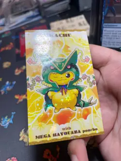 Rayquaza Poncho-Wearing Pikachu Holo Stamped Business Card Pokemon Mega Campaign - Image 3