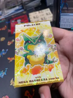 Rayquaza Poncho-Wearing Pikachu Holo Stamped Business Card Pokemon Mega Campaign - Image 4