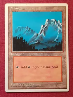 Magic The Gathering 4TH EDITION MOUNTAIN B land card MTG - Image 1