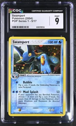 CGC 9 MINT Swampert 2004 POP Series 1 5/17 Holo Pokemon Card - Image 1