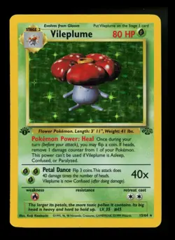 #2 1st Edition Vileplume 15/64 Jungle 1999 Holo Rare WOTC Pokemon Card TCG - Image 1