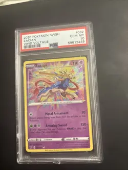 2020 POKEMON SWORD & SHIELD VIVID VOLTAGE #082 ZACIAN PSA 10 - Image 1