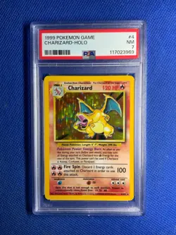 1999 POKEMON BASE SET UNLIMITED #4 CHARIZARD-HOLO PSA 7 - Image 1