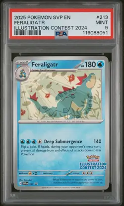 PSA 9 - Feraligatr 213 SVP Pokemon Illustration Contest 2024 Black Star Promo - Image 1