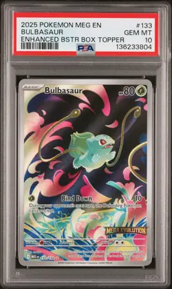 PSA 10 - Bulbasaur 133/132 Stamped Box Topper Promo Pokemon Mega Evolution Base - Image 1