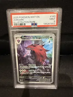 2025 POKEMON WHT EN-WHITE FLARE ILLUSTRATION RARE #143 ZOROARK PSA 9 - Image 1