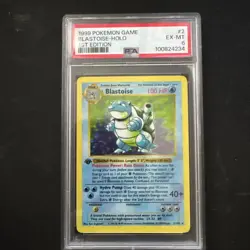 Pokemon Blastoise Base Set Shadowless 1st Edition Holo Rare #2 PSA 6 - Image 1