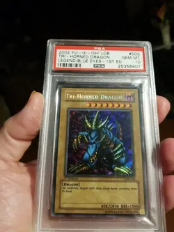 Yugioh Tri-Horned Dragon LOB-000 WAVY 1st Ed. NEW PSA 10 GEM MINT Secret Rare - Image 2