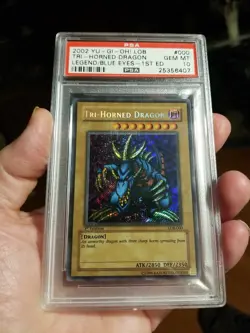 Yugioh Tri-Horned Dragon LOB-000 WAVY 1st Ed. NEW PSA 10 GEM MINT Secret Rare - Image 4