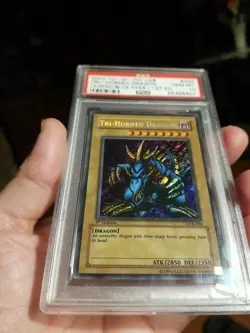 Yugioh Tri-Horned Dragon LOB-000 WAVY 1st Ed. NEW PSA 10 GEM MINT Secret Rare - Image 5