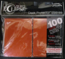 100 Ultra Pro Standard Size ORANGE ECLIPSE PRO-MATTE Deck Protector Sleeves pack - Image 1