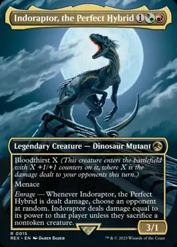 MTG Indoraptor, the Perfect Hybrid - Borderless, NM-Mint, English Universes Beyo - Image 1