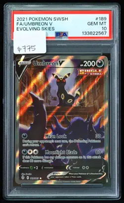 2021 Umbreon V #189 Evolving Skies PSA 10 Pokemon Card - Image 1