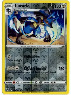 Pokemon - Lucario 120/185 Reverse Holo Vivid Voltage NM - Image 1