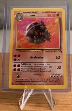 Golem #76 Non-Holographic Pokemon Card Near Mint 36/62 Uncommon Fossil Set 1999 - Image 1