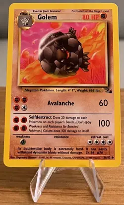 Golem #76 Non-Holographic Pokemon Card Near Mint 36/62 Uncommon Fossil Set 1999 - Image 3