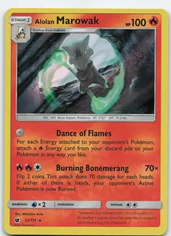Alolan Marowak 12/111 Holo Rare Holo SM - Crimson Invasion NM Pokemon - Image 1