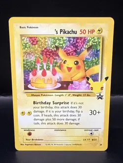 Pokemon TCG Birthday Pikachu Celebrations Classic Collection Promo Card #24 A - Image 1