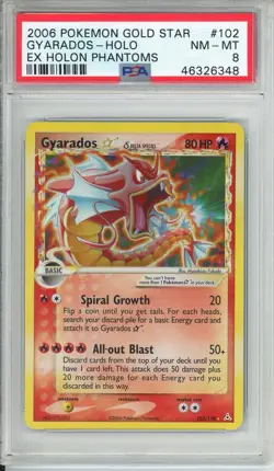 2006 POKEMON EX HOLON PHANTOMS GOLD STAR #102 GYARADOS-HOLO PSA 8 - Image 1
