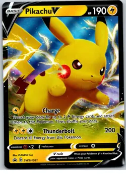 PIKACHU V Full Art Shining Fates Black Star Promo SWSH061 Pokemon Card NM - Image 1
