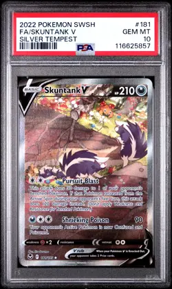 PSA 10 Skuntank V Full Alt Art 181/195 Silver Tempest Pokemon - Image 1