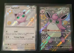 Jigglypuff 198/091 & Wigglytuff ex 222/091 Paldean Fates Holo Shiny NM Pokemon - Image 1