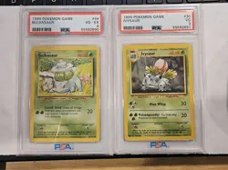 1999 POKEMON BASE SET UNLIMITED BULBASAUR PSA 4 IVYSAUR PSA 3 SEQUENTIAL CERTS - Image 1