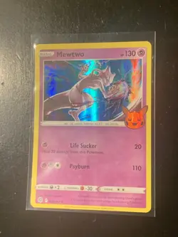 Pokemon TCG Mewtwo 056/172 SWSH Trick Or Trade Halloween 2022 Stamp Holo Rare LP - Image 1