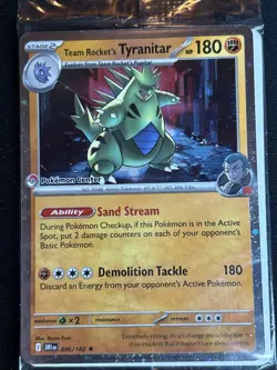 Pokemon TCG Team Rockets Tyranitar Card Pokemon Center Stamped, 096/182 Sealed - Image 4