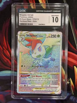 Shaymin VSTAR 173/172 - Brilliant Stars Rainbow Rare Holo Card CGC Gem Mint 10 - Image 1